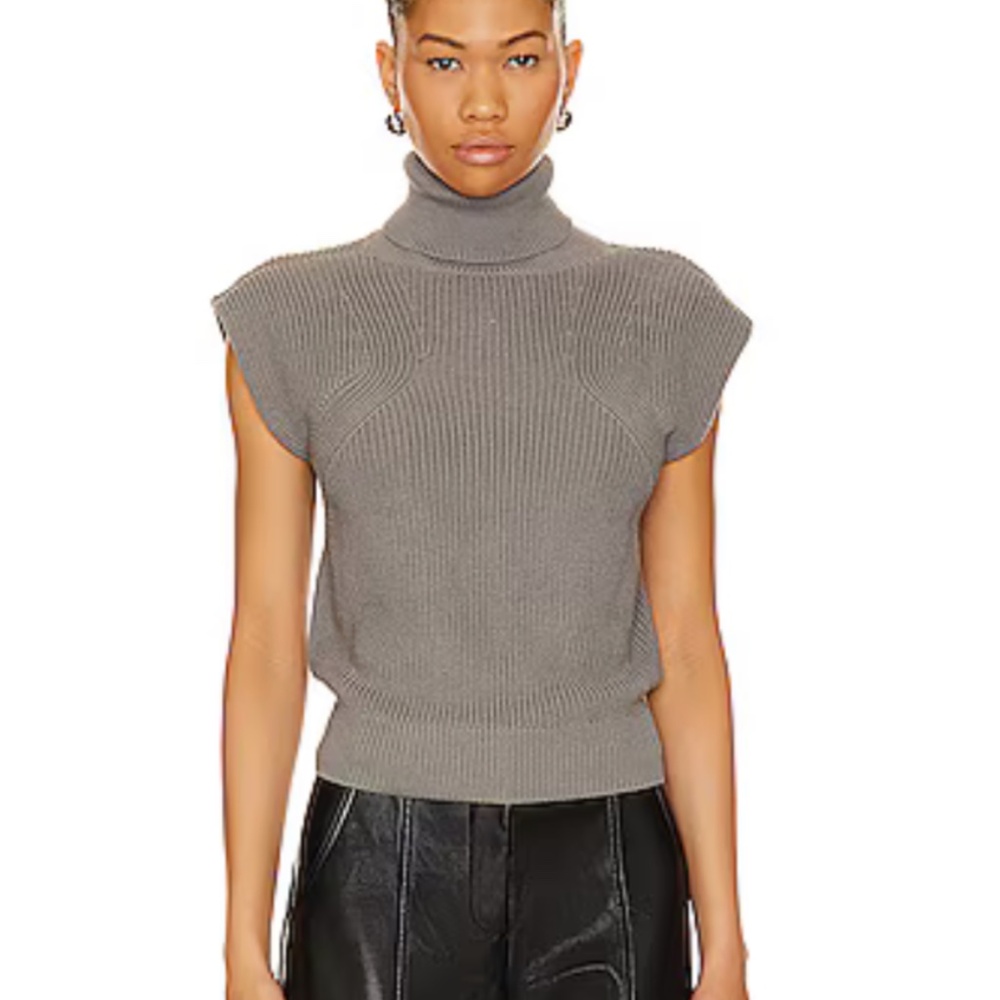 Nation LTD Isha Gray Sleeveless Turtleneck Sweater Size M